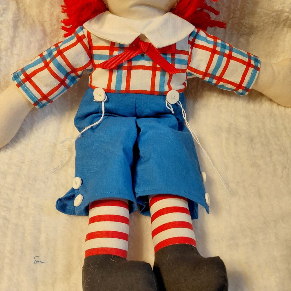 Vintage Raggedy Ann Doll Blue Red - Picture 3 of 5